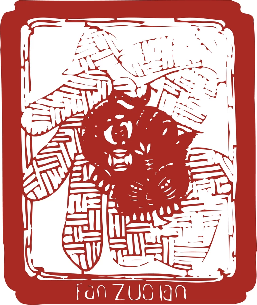 中国风中式传统喜庆民俗人物动物窗花剪纸插画边框AI矢量PNG素材【1739】